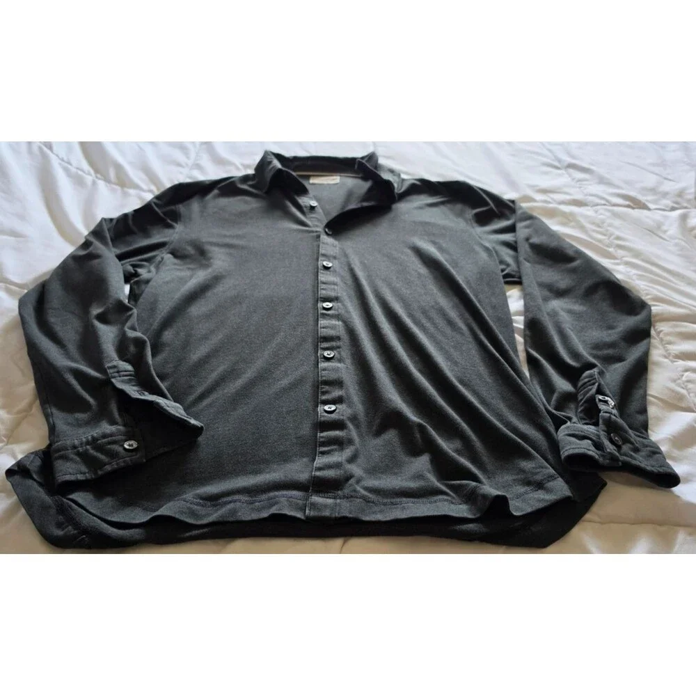 LINKSOUL Pacific Mens L Long Sleeve Button Shirt Golf Surf Black Stretch Cali